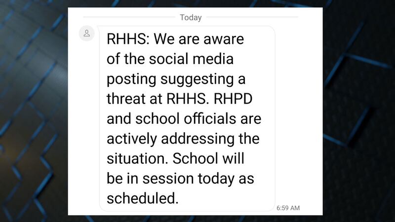 This text was sent out to parents around 7 a.m. from the principal when she was made aware of...