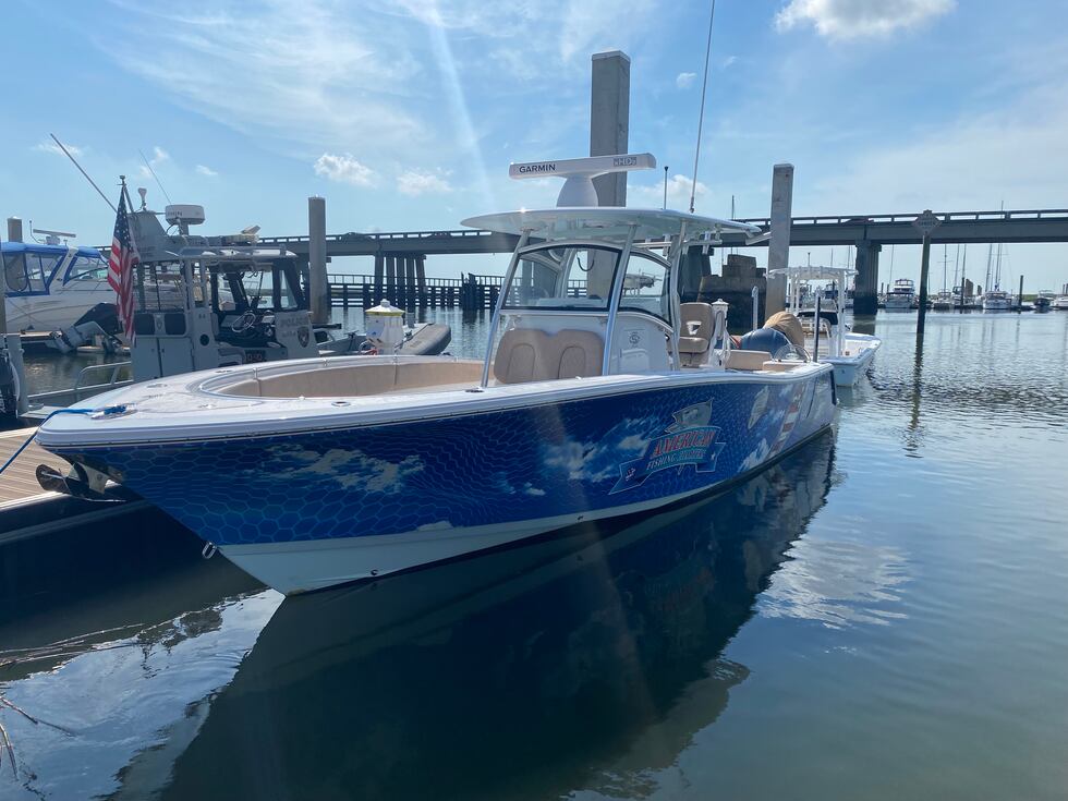 This is one of two boats Knot Lucky Fishing uses to take veterans out on the water.