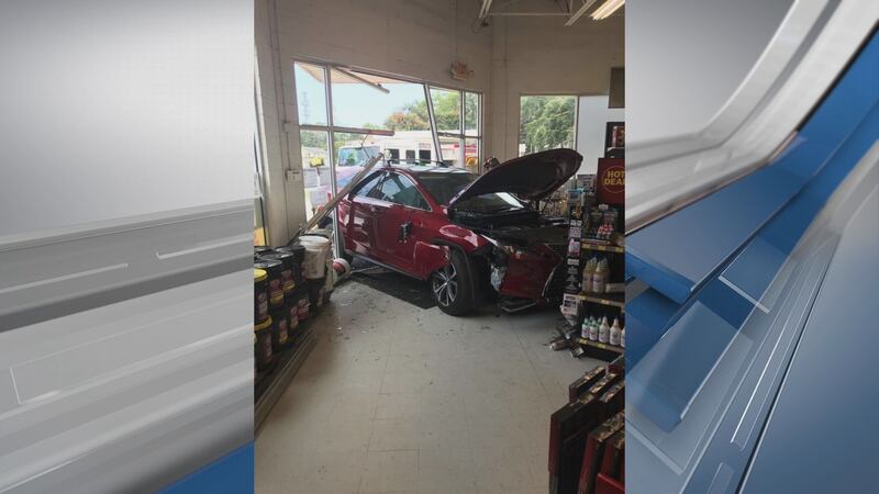 A car crashed into a building on Ribaut Road in Beaufort County.