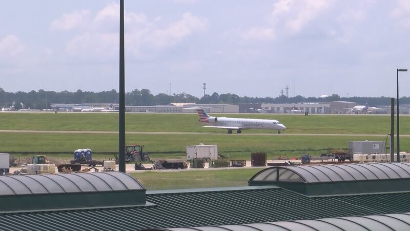 A plane takes off at Savannah-Hilton Head International Airport.