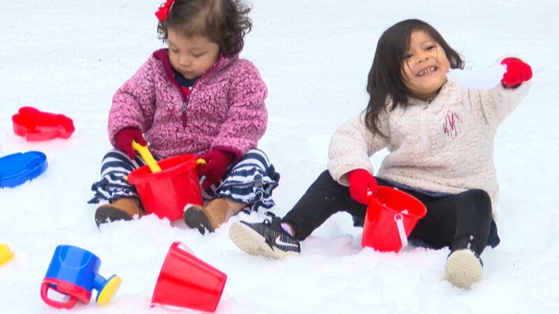 Patients play in snow at Memorial Health Snow Day in Savannah