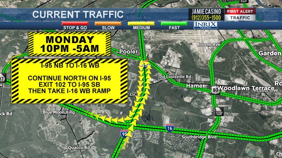 I-95NB to I-16WB detour