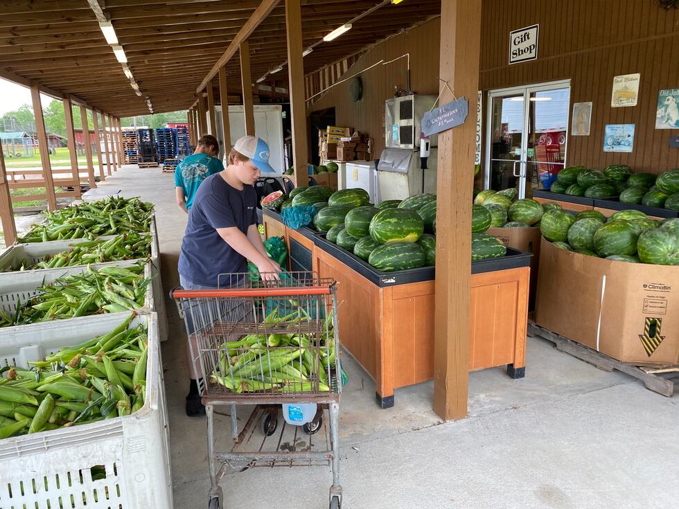 You can find sweet corn and watermelon in season this time of the year at the Poppell's.