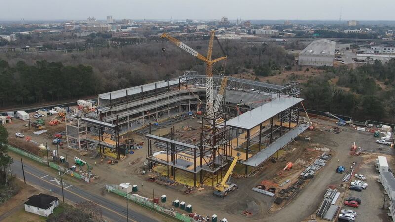 Construction continues on the new arena in Savannah.