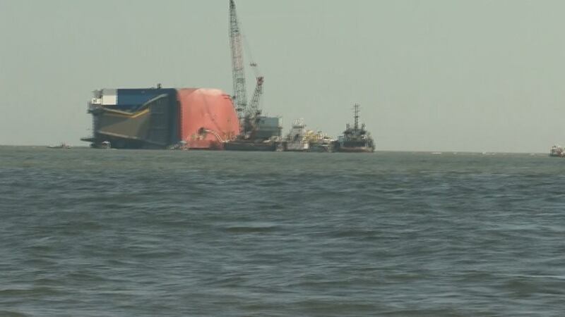 Cleanup efforts underway for capsized ship in St. Simons Sound