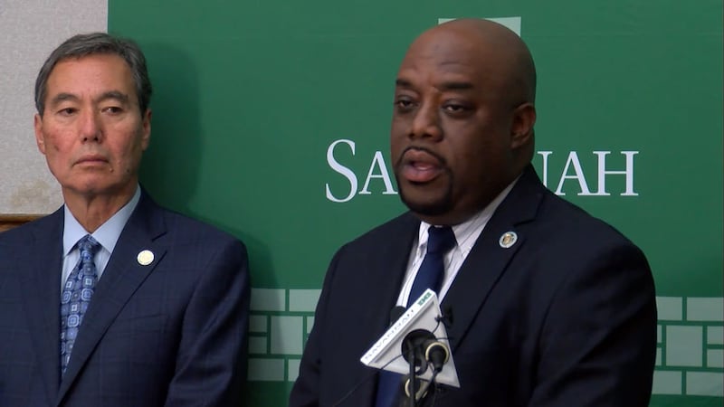 Savannah Mayor Van Johnson during a news conference Tuesday.