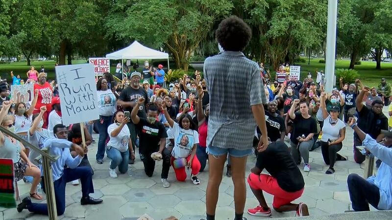 The Brunswick NAACP held a rally outside the historic courthouse on Thursday and another group...