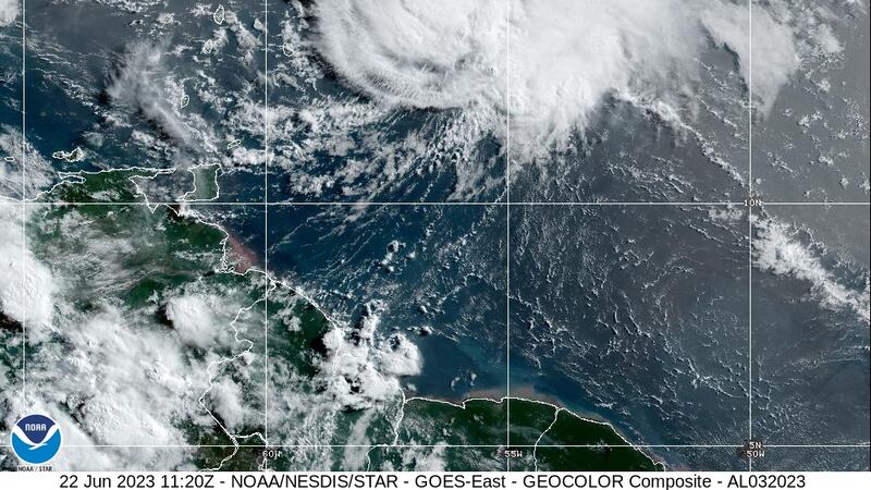 Tropical Storm Bret is bearing down on islands in the Caribbean Sea Thursday.