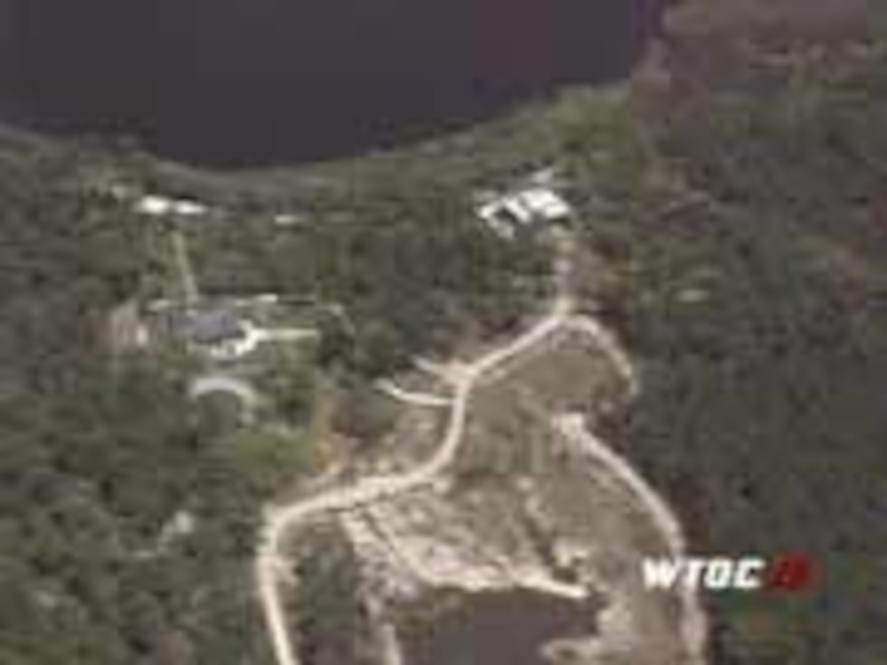 An aerial view of the couple's property.