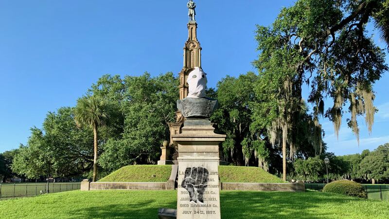 McLaws Monument in Savannah's Historic Forsyth Park was vandalized overnight.
